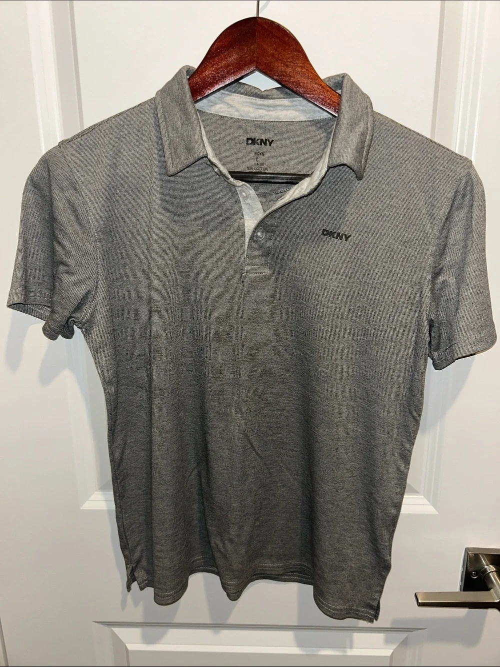DKNY Grey Short-Sleeve Polo with Subtle Logo